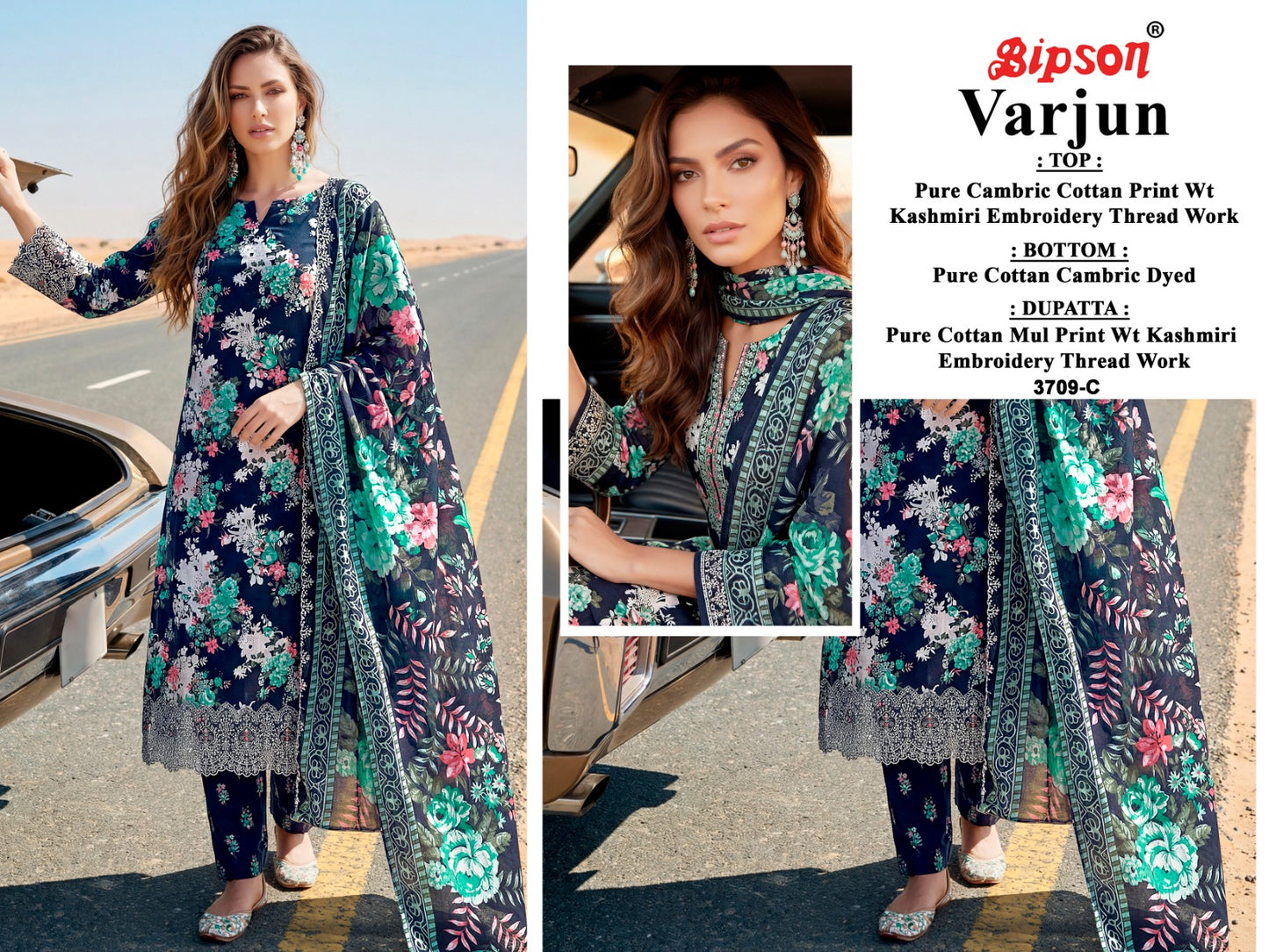 Varjun 3709 Bipson Prints Cambric Cotton Pant Style Suits Supplier India