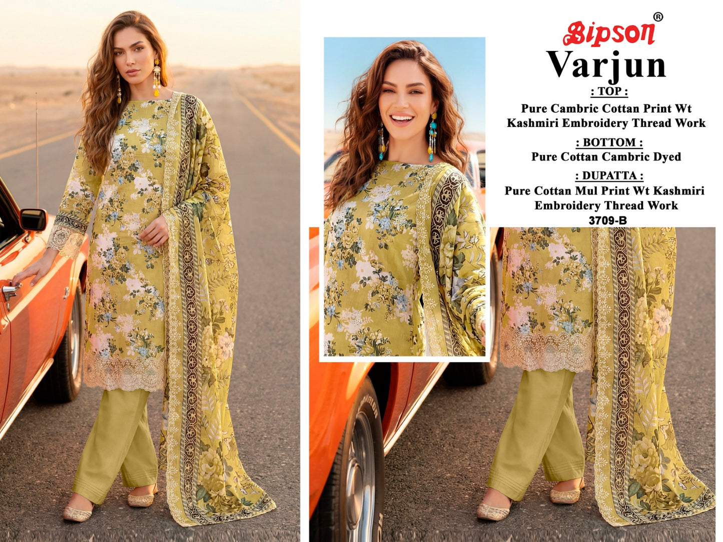 Varjun 3709 Bipson Prints Cambric Cotton Pant Style Suits Supplier India