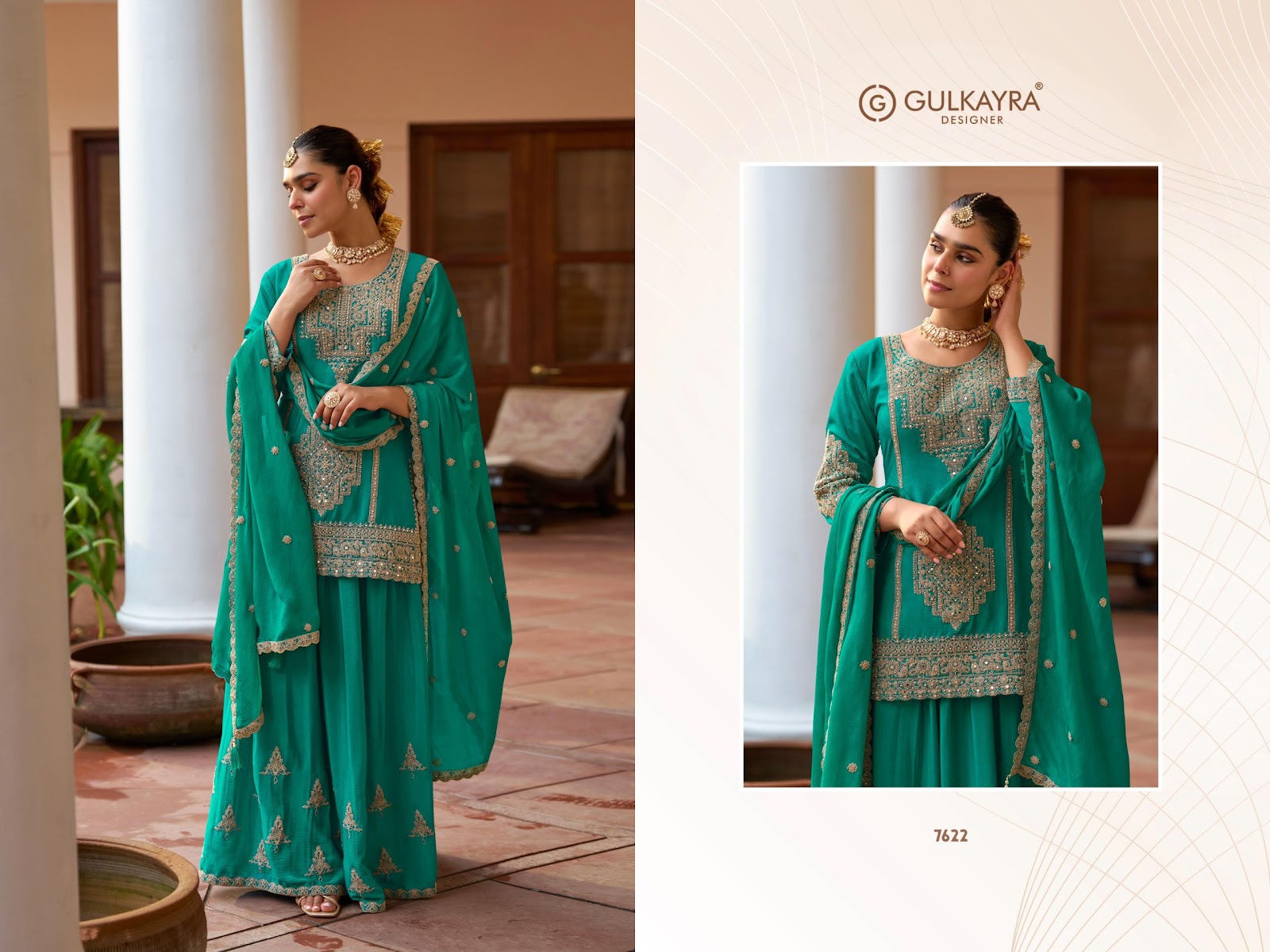 Varnika Gulkayra Designer Chinon Readymade Plazzo Style Suits Manufacturer Ahmedabad