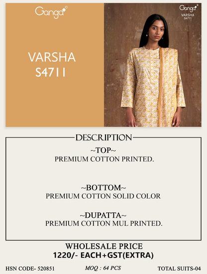 Varsha 4711 Ganga Cotton Plazzo Style Suits Manufacturer Ahmedabad