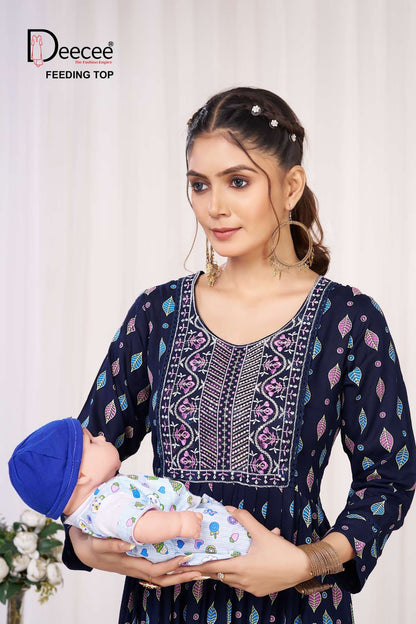 Varsha Deecee Rayon Feeding Kurtis Wholesaler Ahmedabad