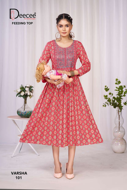 Varsha Deecee Rayon Feeding Kurtis Wholesaler Ahmedabad