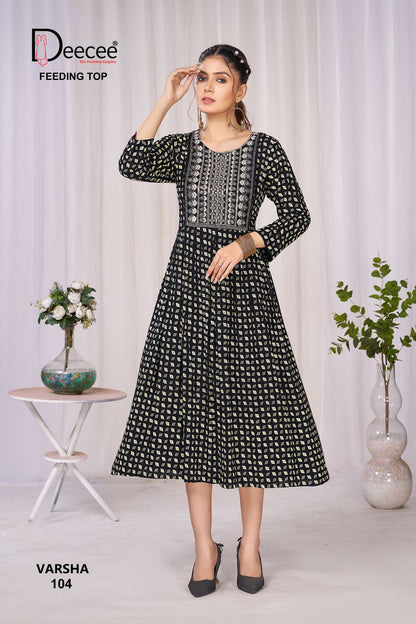 Varsha Deecee Rayon Feeding Kurtis Wholesaler Ahmedabad