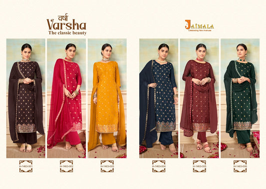 Varsha Jaimala Jacquard Pant Style Suits Exporter Gujarat