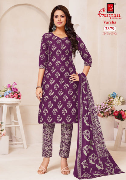 varsha vol 12 ganpati cotton readymade pant style suits wholesaler gujarat
