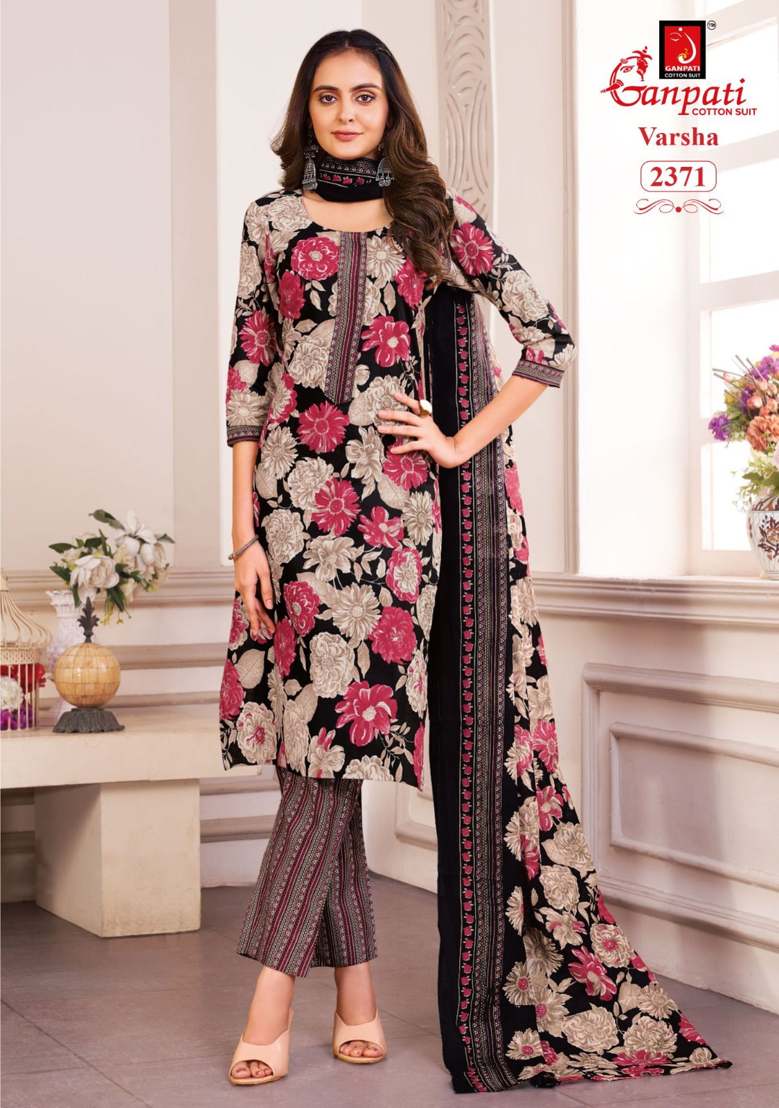 varsha vol 12 ganpati cotton readymade pant style suits wholesaler gujarat