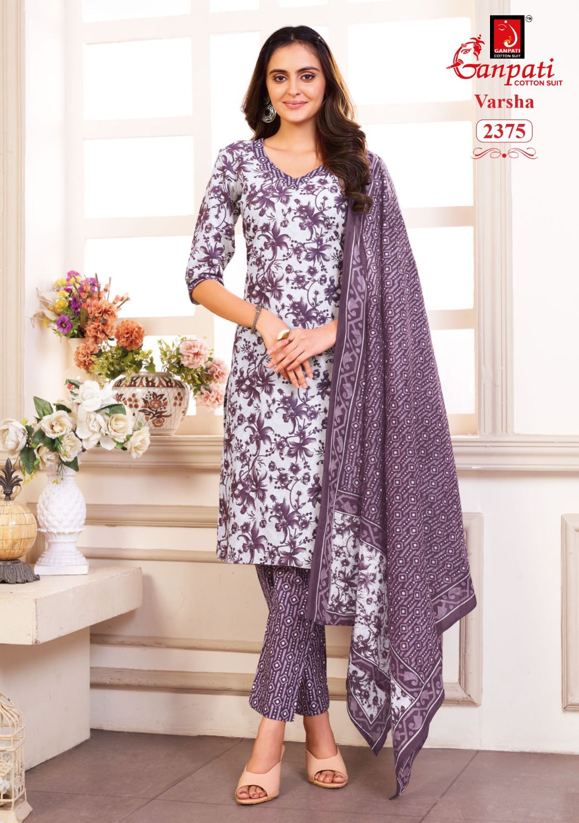 varsha vol 12 ganpati cotton readymade pant style suits wholesaler gujarat