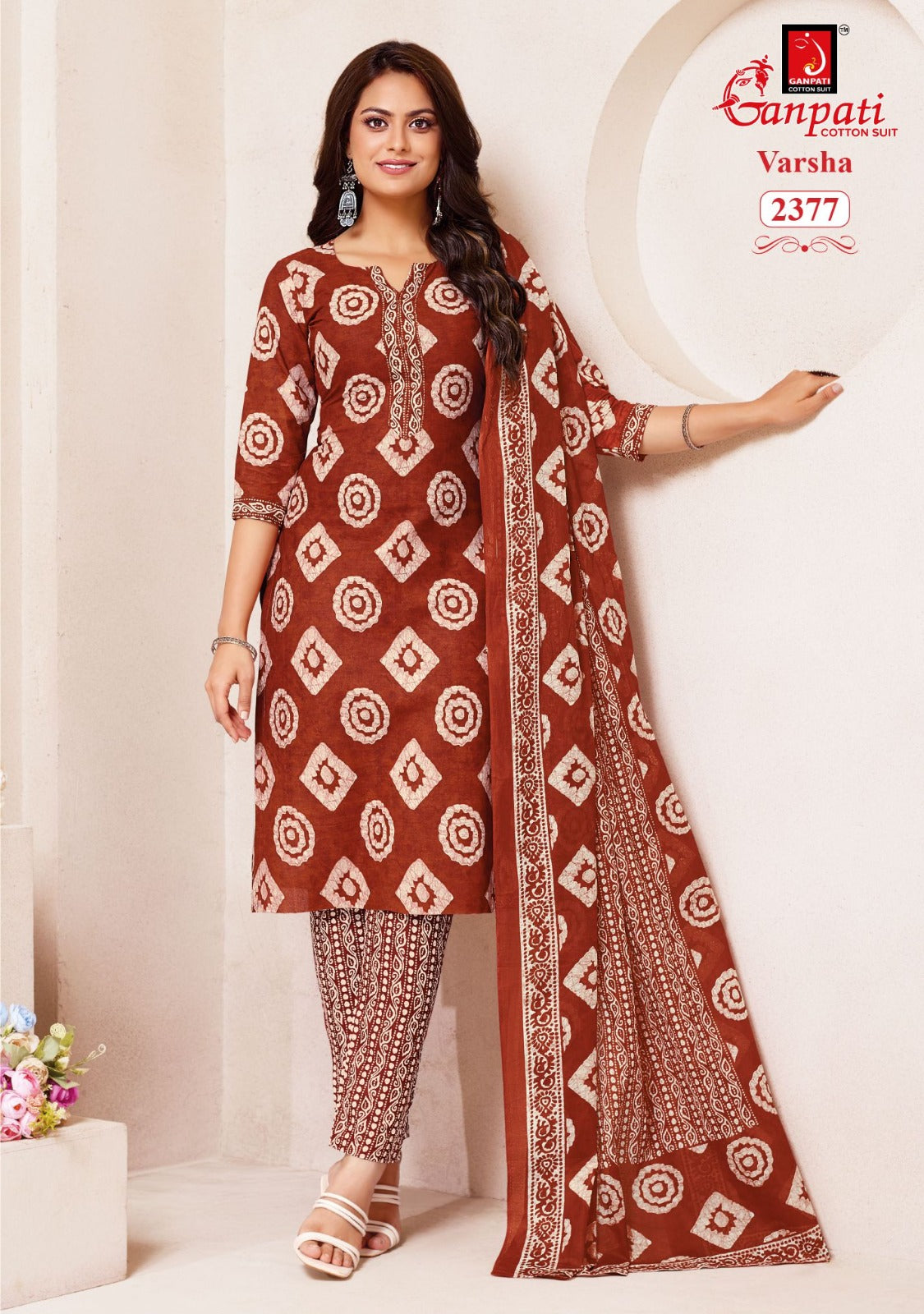 varsha vol 12 ganpati cotton readymade pant style suits wholesaler gujarat