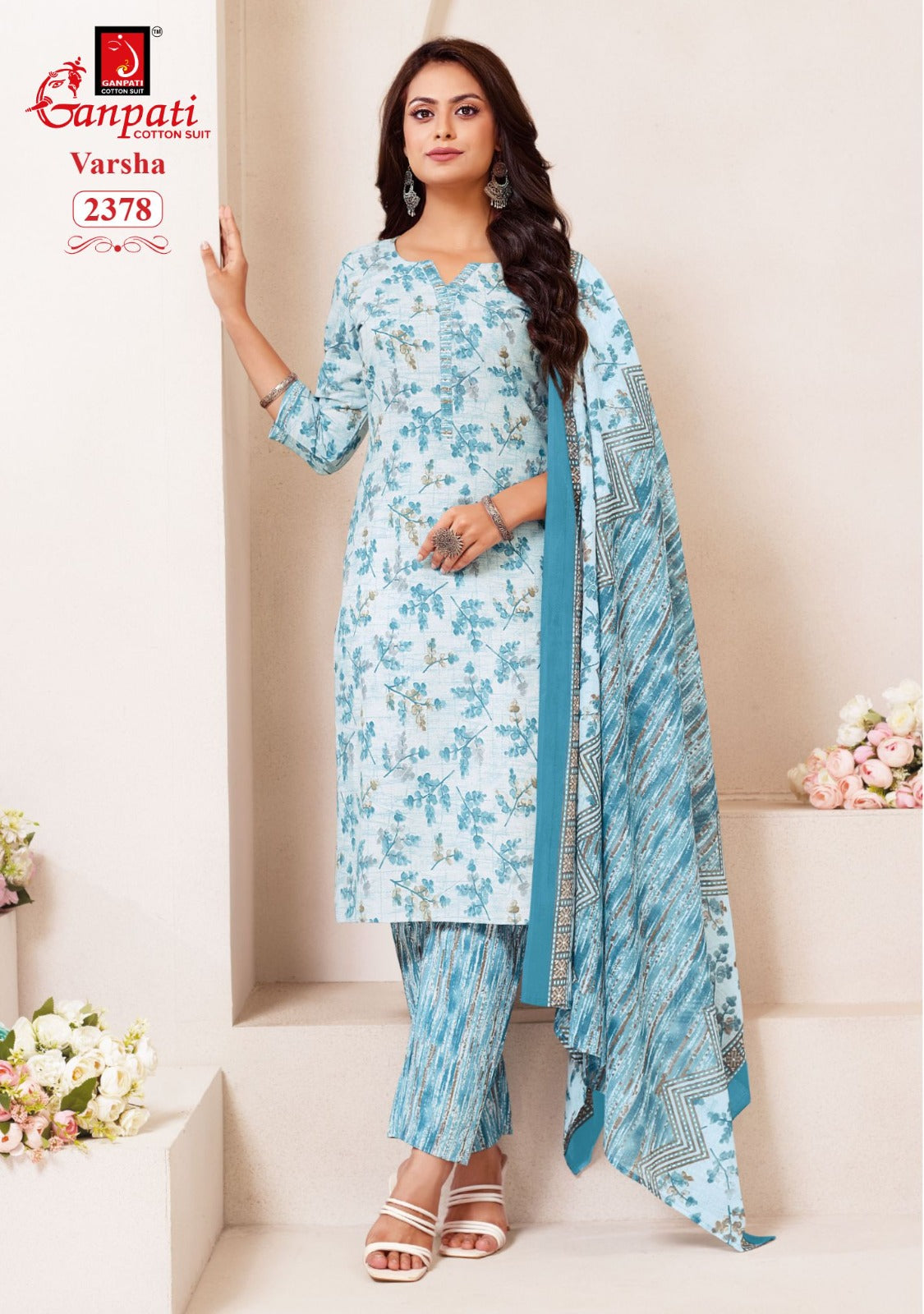 varsha vol 12 ganpati cotton readymade pant style suits wholesaler gujarat