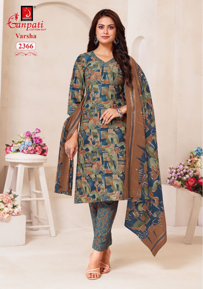 varsha vol 12 ganpati cotton readymade pant style suits wholesaler gujarat