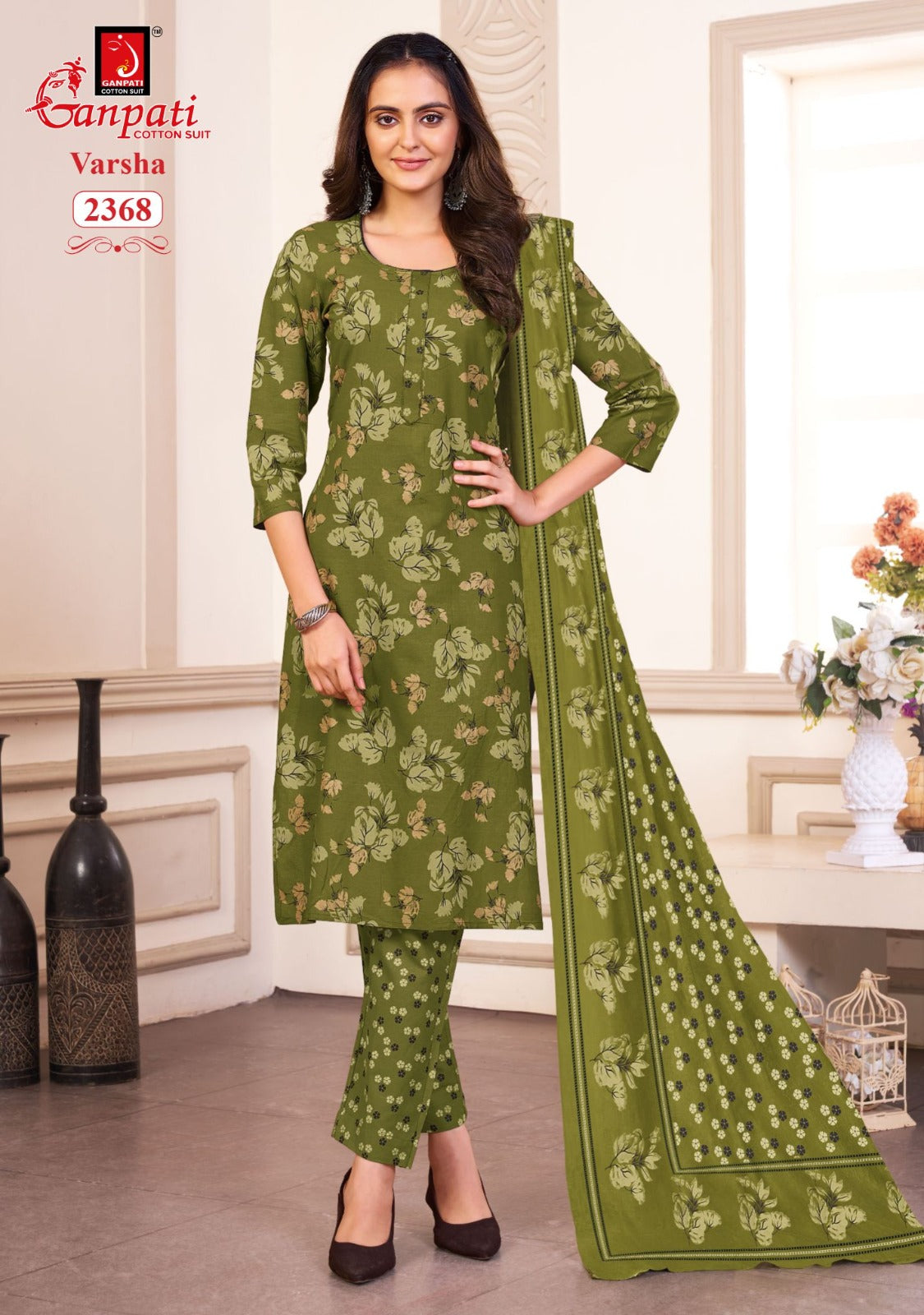 varsha vol 12 ganpati cotton readymade pant style suits wholesaler gujarat