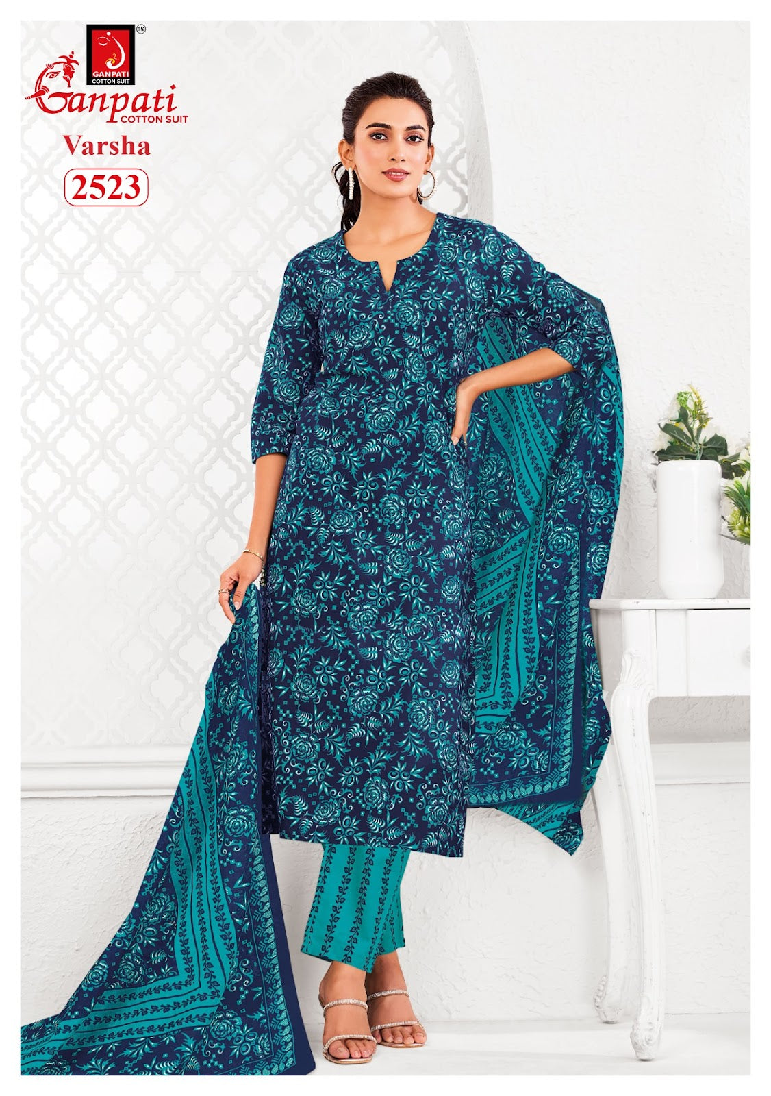 Varsha Vol 13 Ganpati Cotton Dress Material Supplier Gujarat