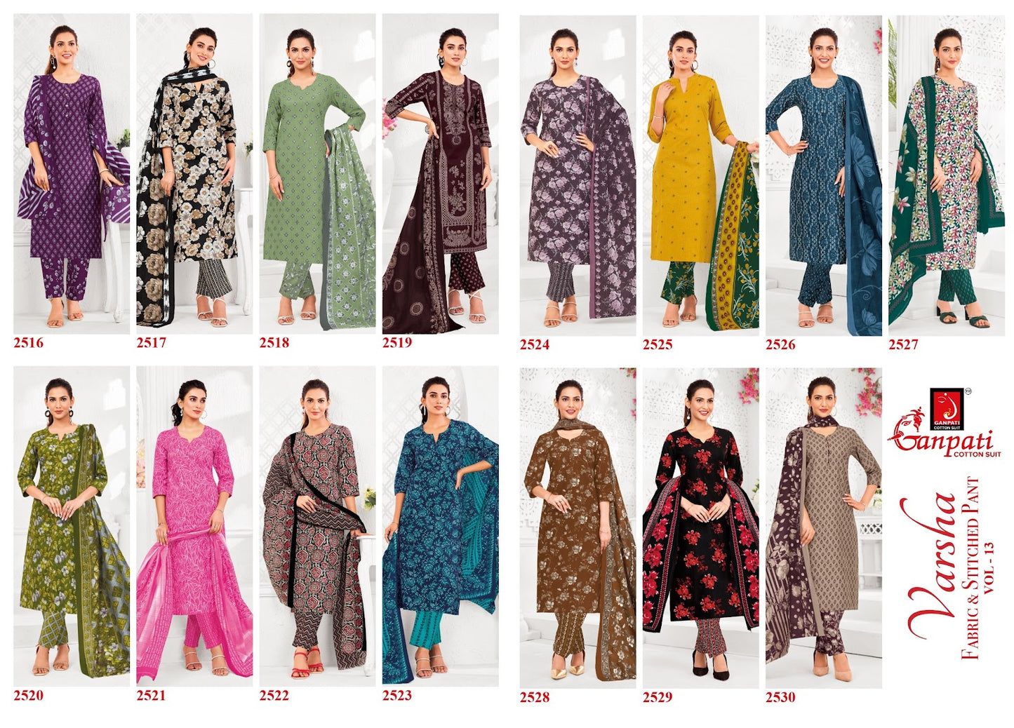 Varsha Vol 13 Ganpati Cotton Dress Material Supplier Gujarat