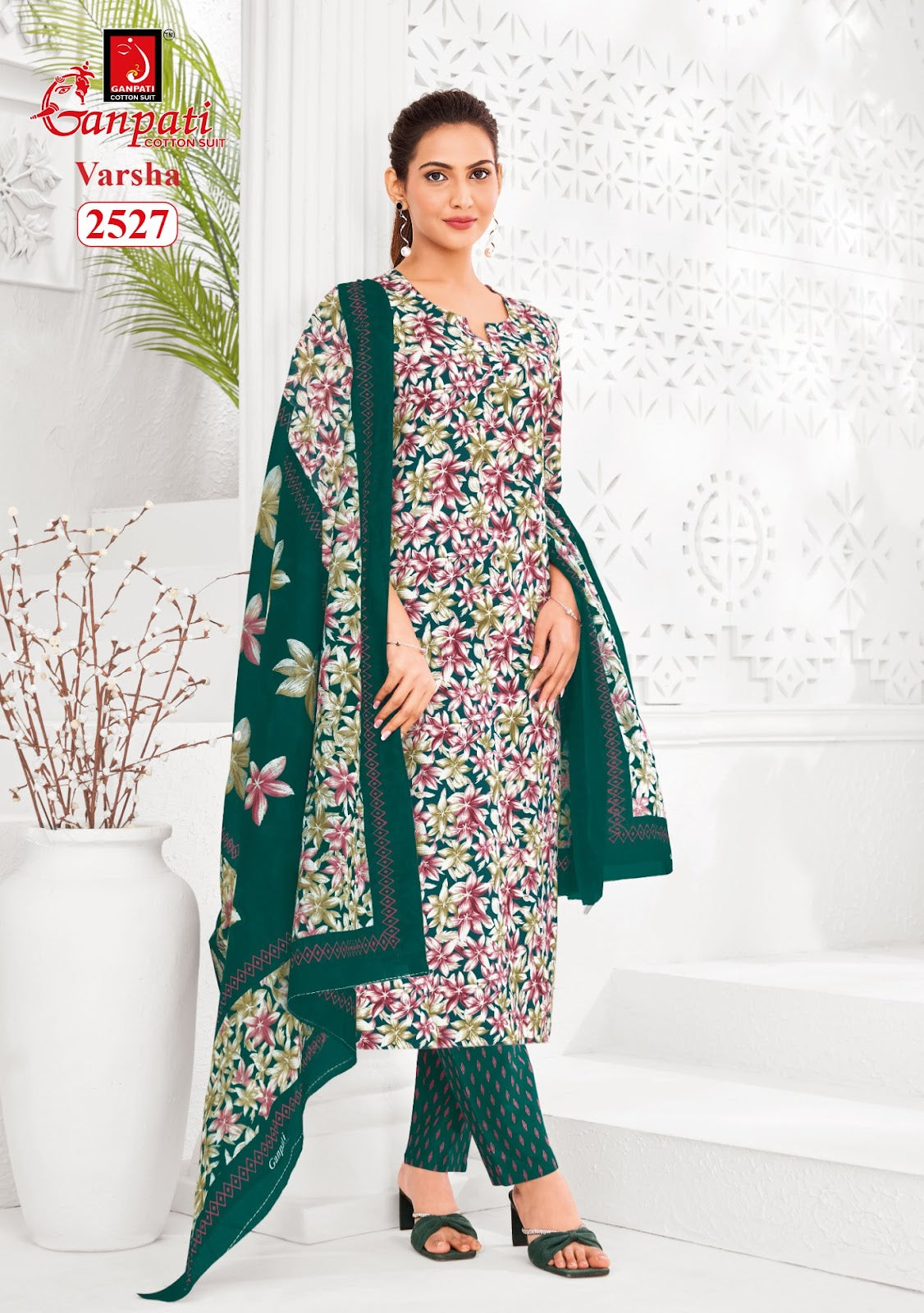 Varsha Vol 13 Ganpati Cotton Dress Material Supplier Gujarat