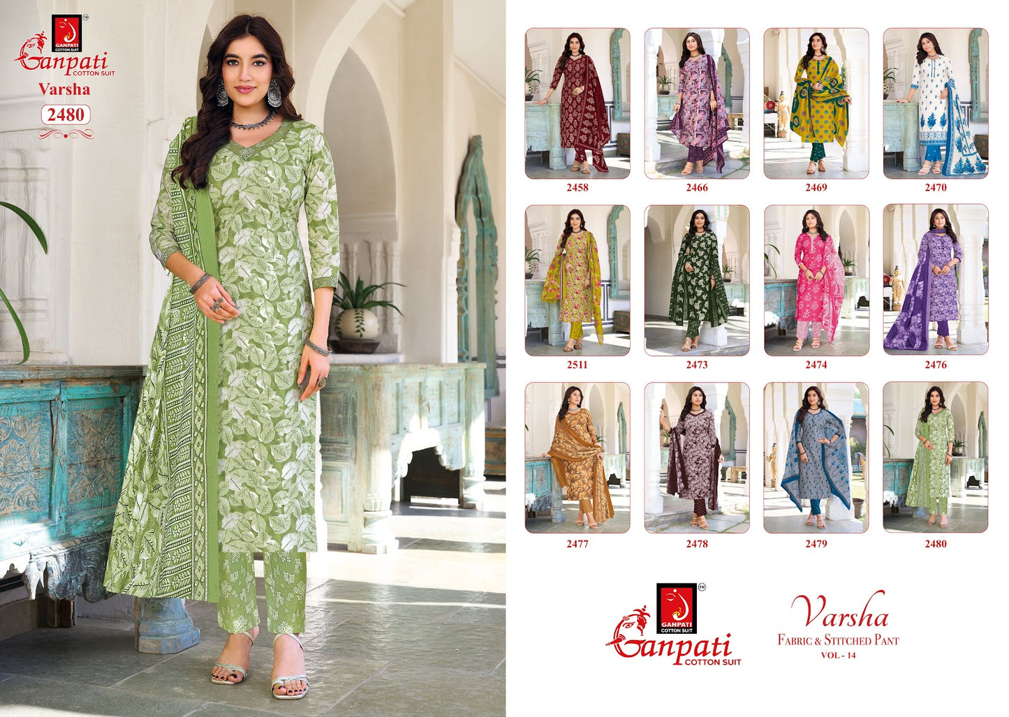 Varsha Vol 14 Ganpati Cotton Dress Material Manufacturer