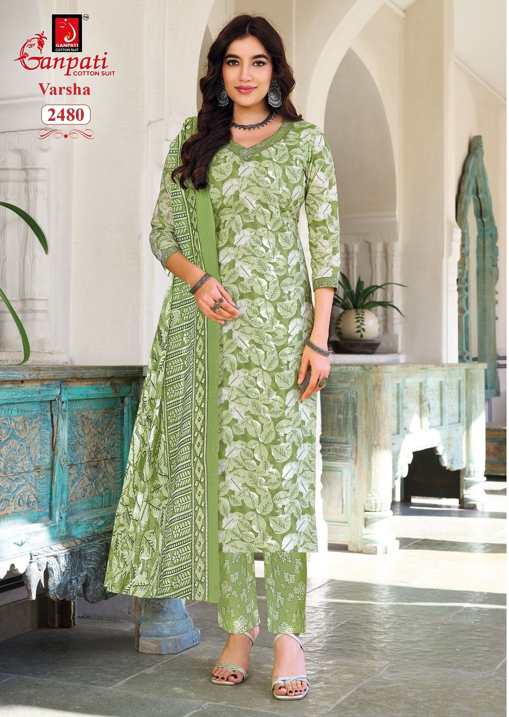 Varsha Vol 14 Ganpati Readymade Cotton Pant Suits Wholesale Price