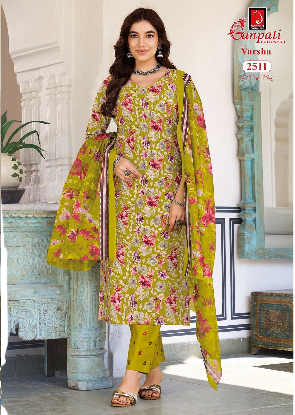 Varsha Vol 14 Ganpati Readymade Cotton Pant Suits Wholesale Price