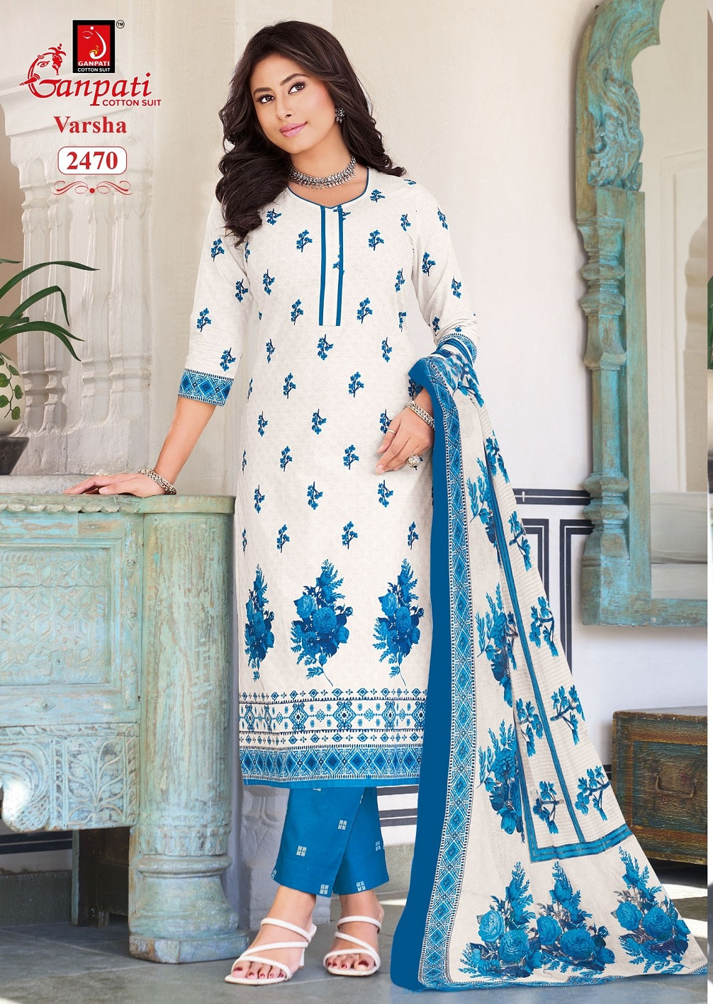 Varsha Vol 14 Ganpati Readymade Cotton Pant Suits Wholesale Price
