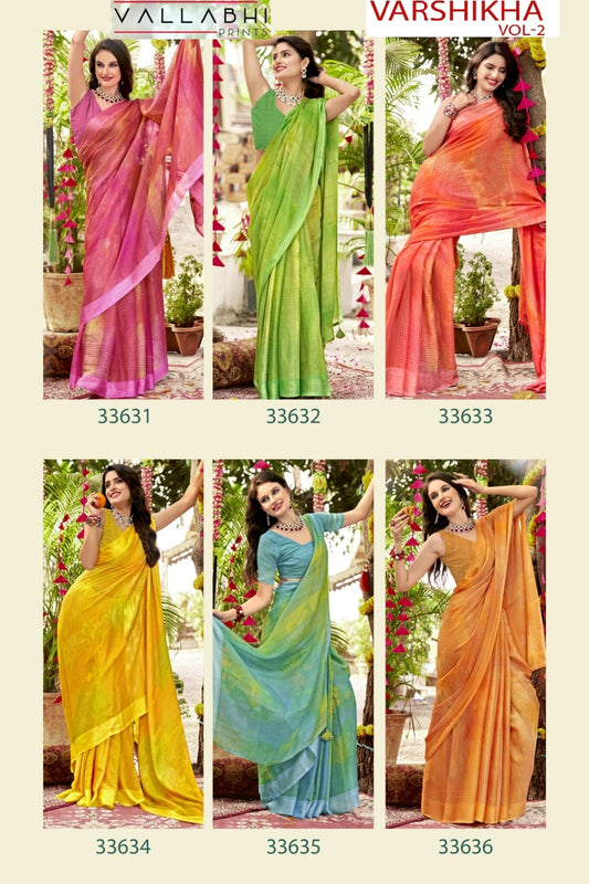 Varshikha Vol 2 Vallabhi Prints Chiffon Sarees Exporter India
