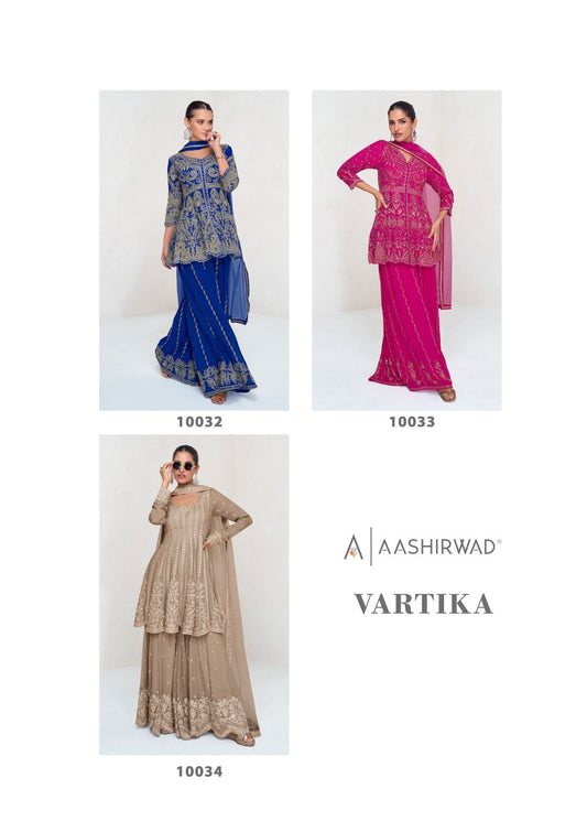 Vartika Aashirwad Creation Georgette Readymade Suits Supplier Ahmedabad