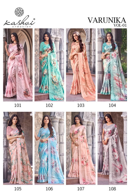 Varunika Vol 1 Kashvi Creation Tesla Sarees Wholesale Price