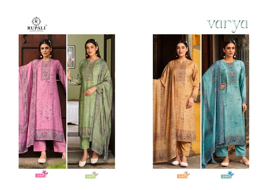 Varya Rupali Muslin Jacquard Pant Style Suits Wholesaler Ahmedabad