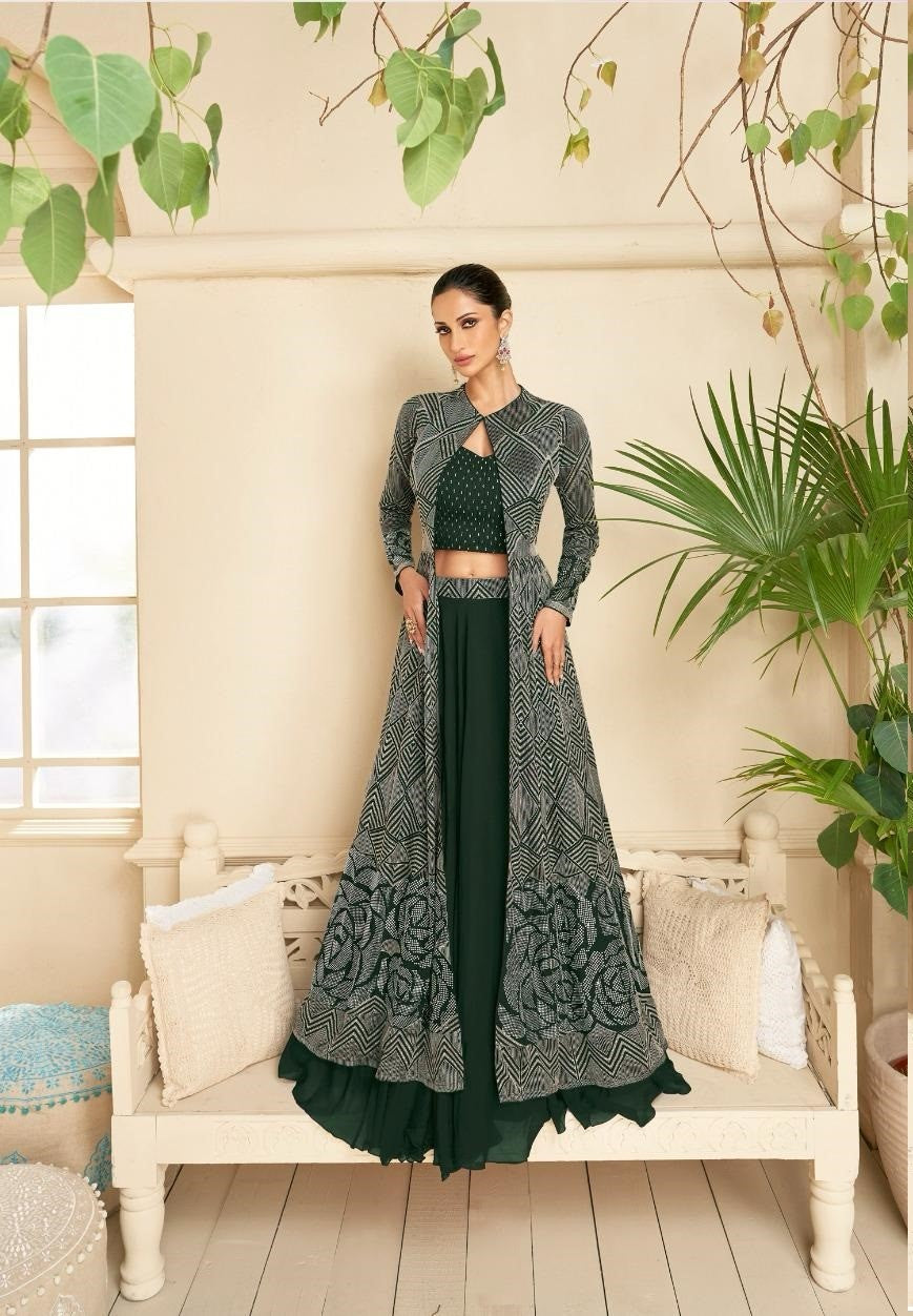 Vasansi Gold Sayuri Georgette Indo Western Pair Kavya Style Plus