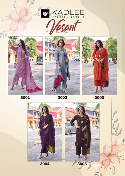 Vasant Kadlee Heavy Rayon Readymade Pant Style Suits Wholesale Rate