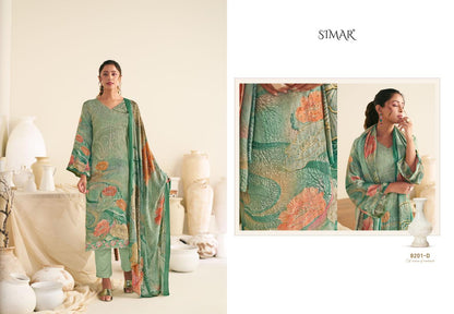 Vastra 8201 Simar Glossy Viscose Muslin Pant Style Suits Exporter