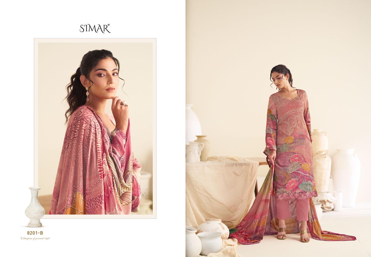 Vastra 8201 Simar Glossy Viscose Muslin Pant Style Suits Exporter