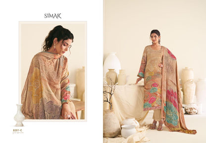 Vastra 8201 Simar Glossy Viscose Muslin Pant Style Suits Exporter