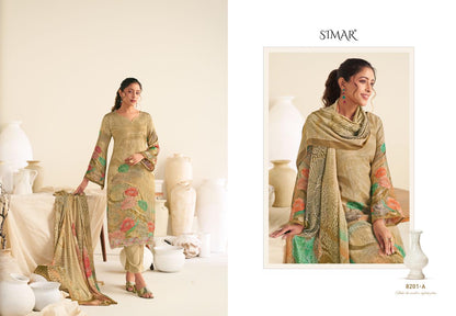 Vastra 8201 Simar Glossy Viscose Muslin Pant Style Suits Exporter