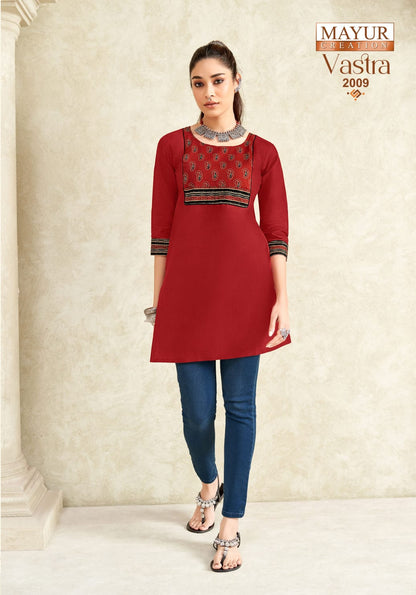 Vastra Vol 2 Mayur Creation Poplin Cotton Short Kurtis Wholesaler