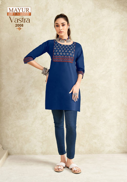 Vastra Vol 2 Mayur Creation Poplin Cotton Short Kurtis Wholesaler