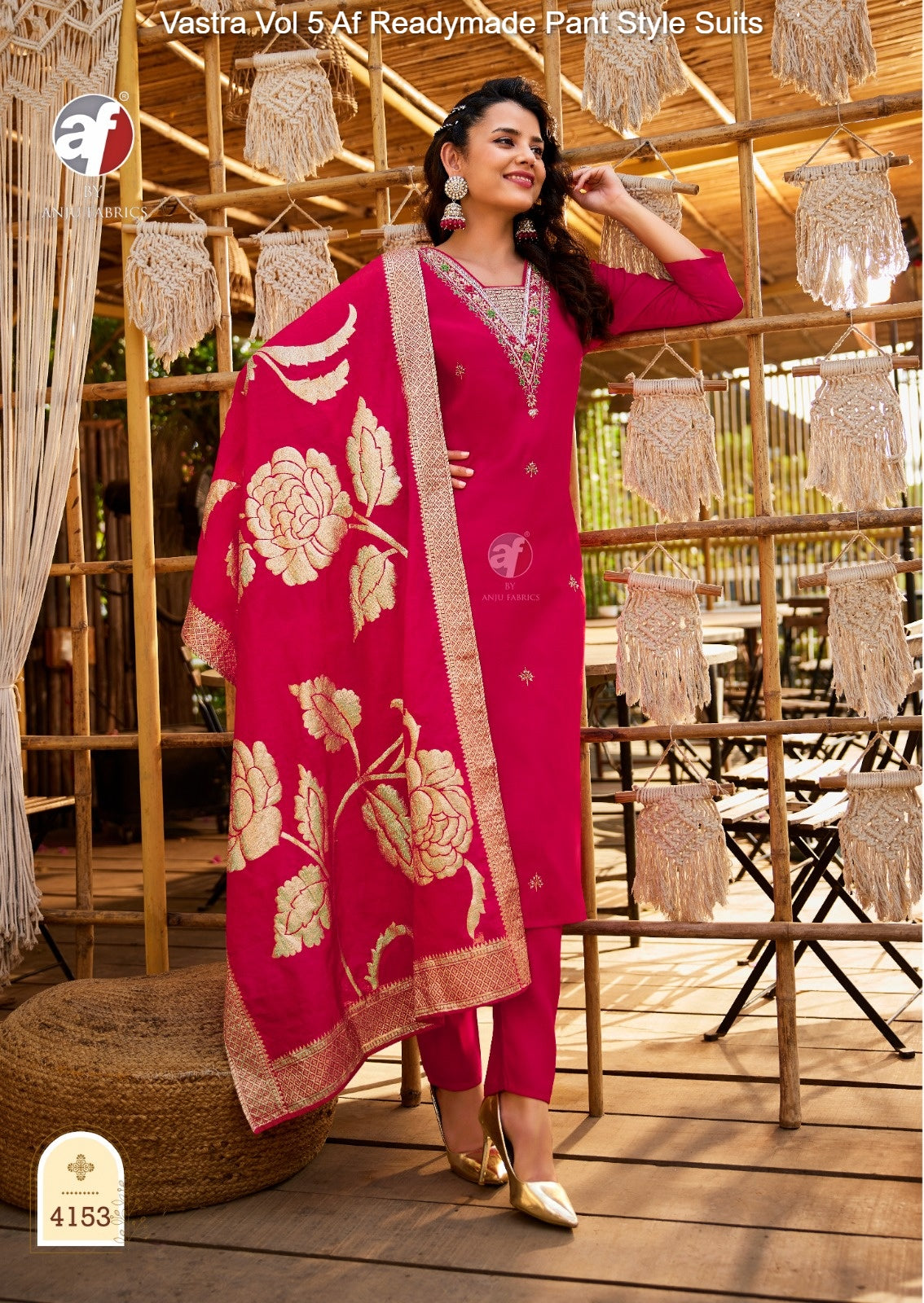 Vastra Vol 5 Af Roman Silk Readymade Pant Style Suits Wholesale Price