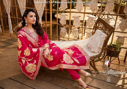 Vastra Vol 5 Af Roman Silk Readymade Pant Style Suits Wholesale Price