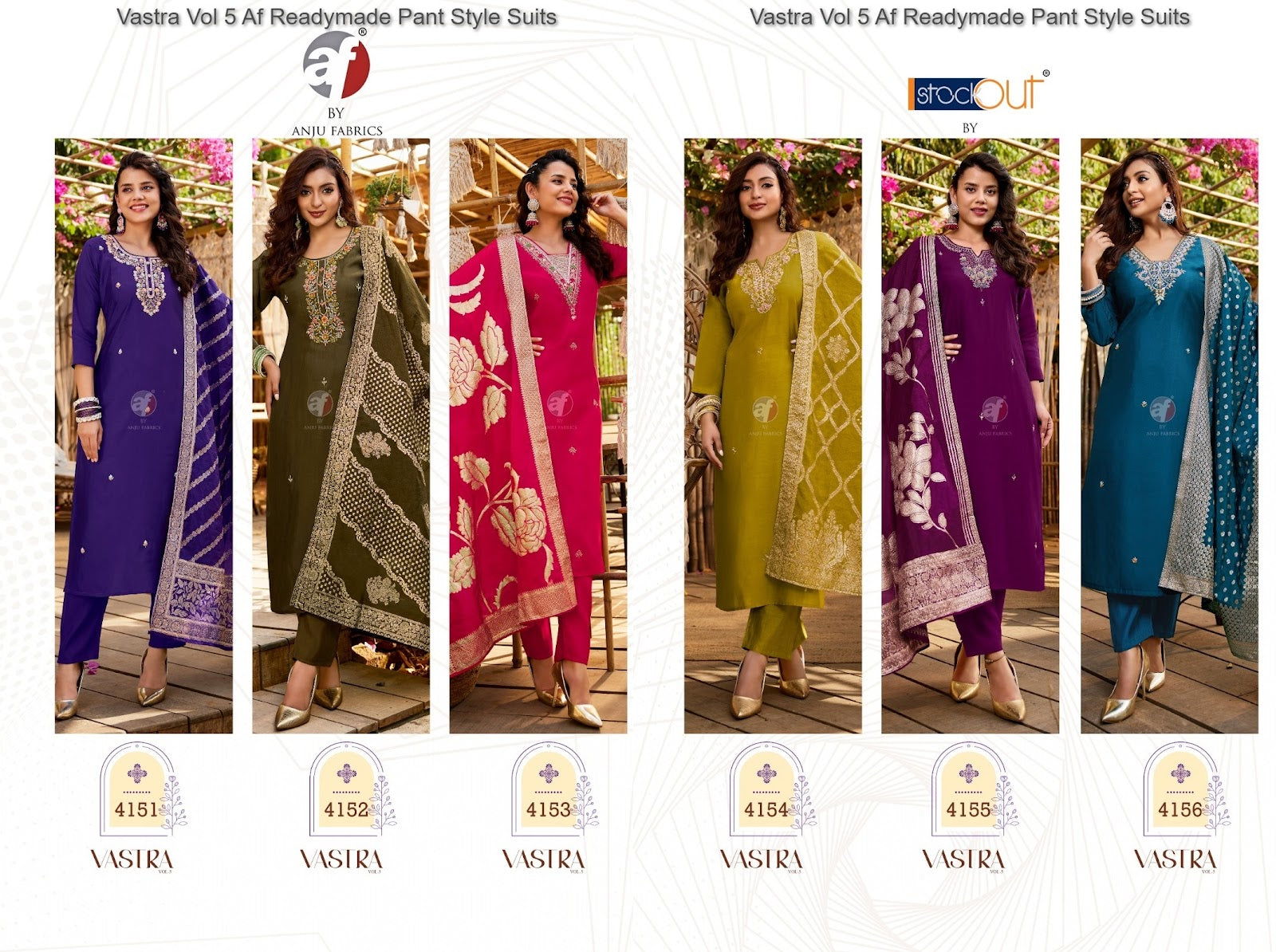 Vastra Vol 5 Af Roman Silk Readymade Pant Style Suits Wholesale Price