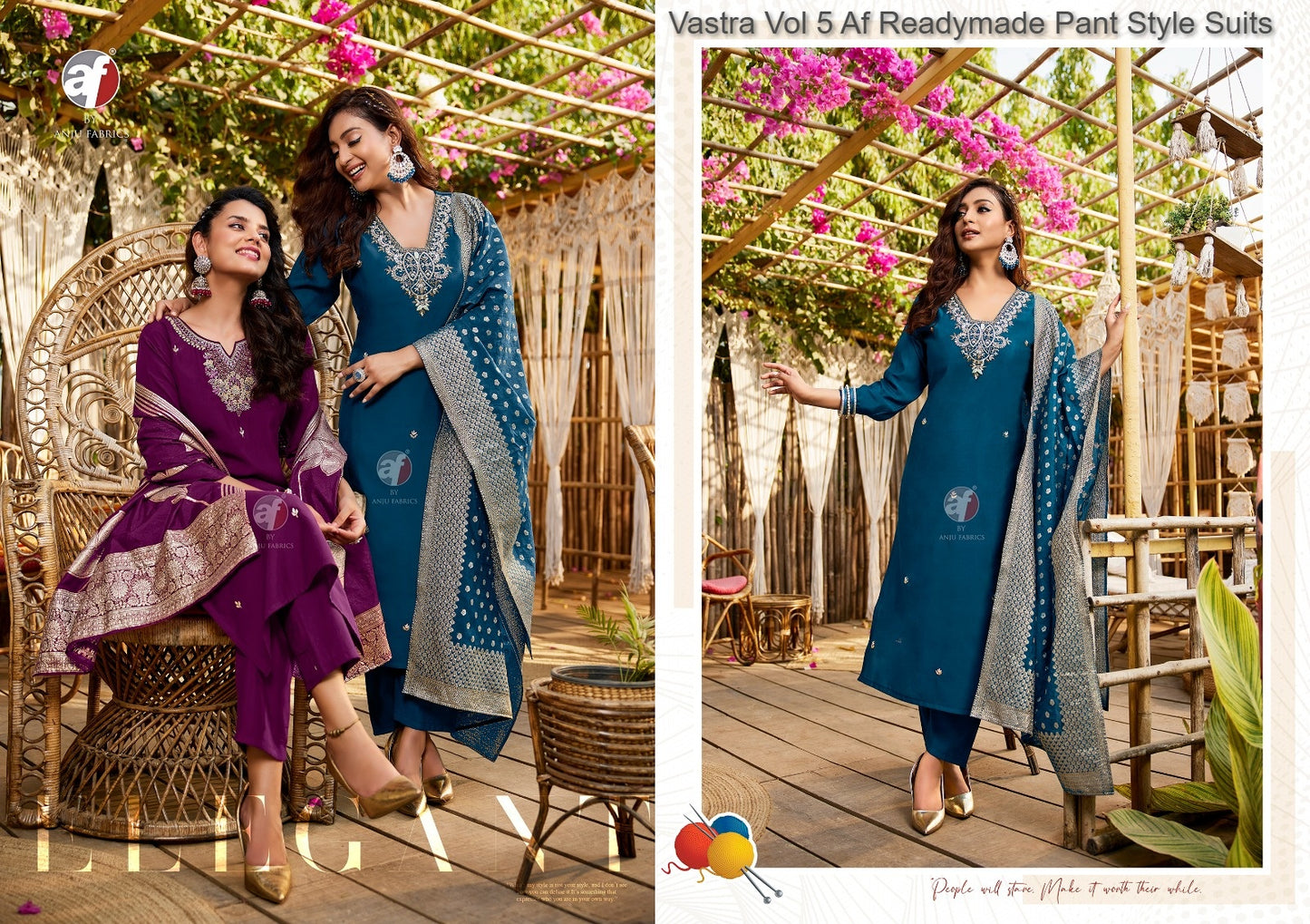 Vastra Vol 5 Af Roman Silk Readymade Pant Style Suits Wholesale Price