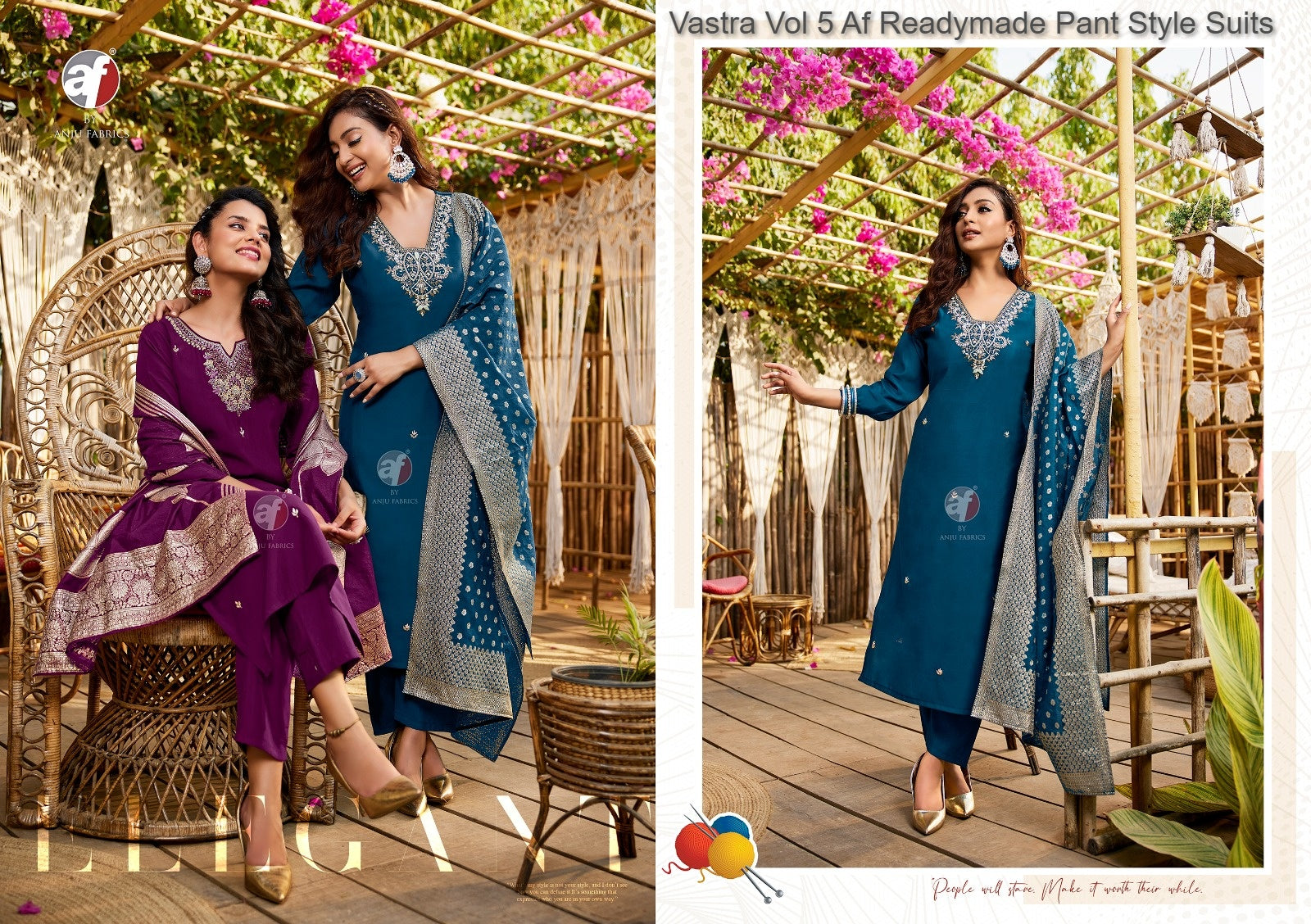 Vastra Vol 5 Af Roman Silk Readymade Pant Style Suits Wholesale Price