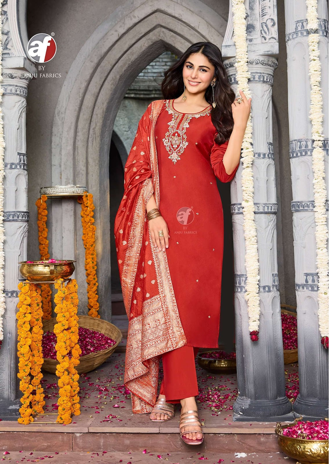 Vastra Vol 6 Af Modal Silk Readymade Pant Style Suits Supplier India