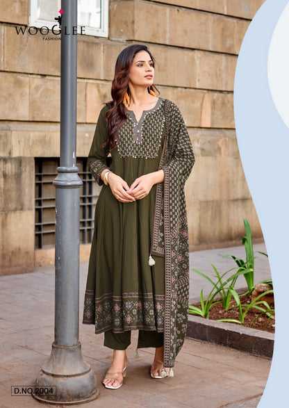 Vastral Wooglee Rayon Readymade Anarkali Suits Manufacturer India