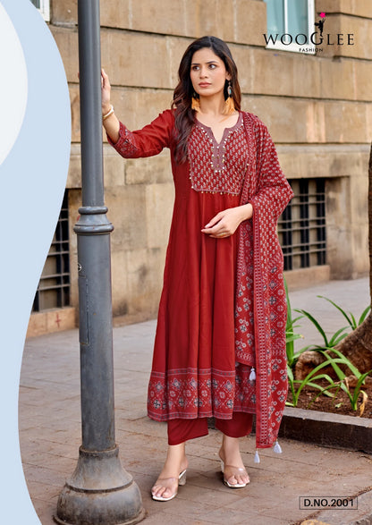 Vastral Wooglee Rayon Readymade Anarkali Suits Manufacturer India