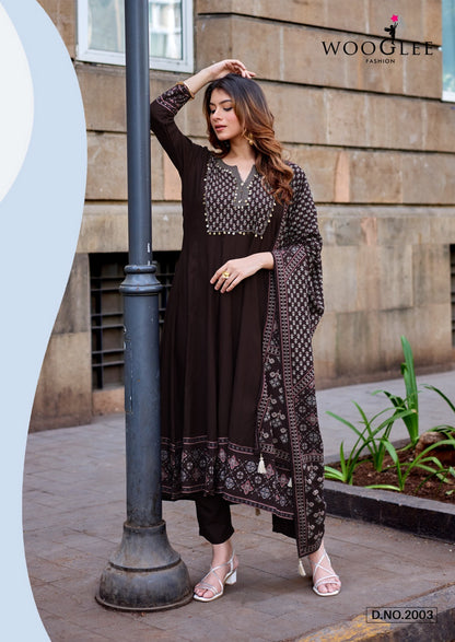 Vastral Wooglee Rayon Readymade Anarkali Suits Manufacturer India