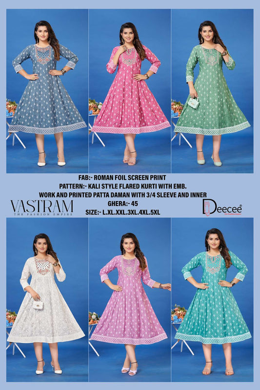 Vastram Deecee Roman Anarkali Kurtis Supplier Gujarat