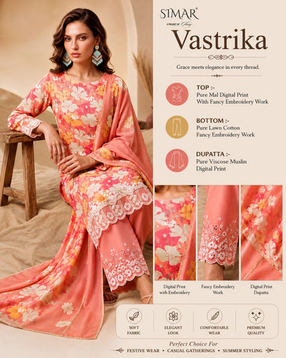 Vastrika Simar Lawn Cotton Pakistani Salwar Suits Exporter India