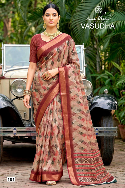 Vasudha Kashvi Creation Dull Moss Sarees Supplier Ahmedabad