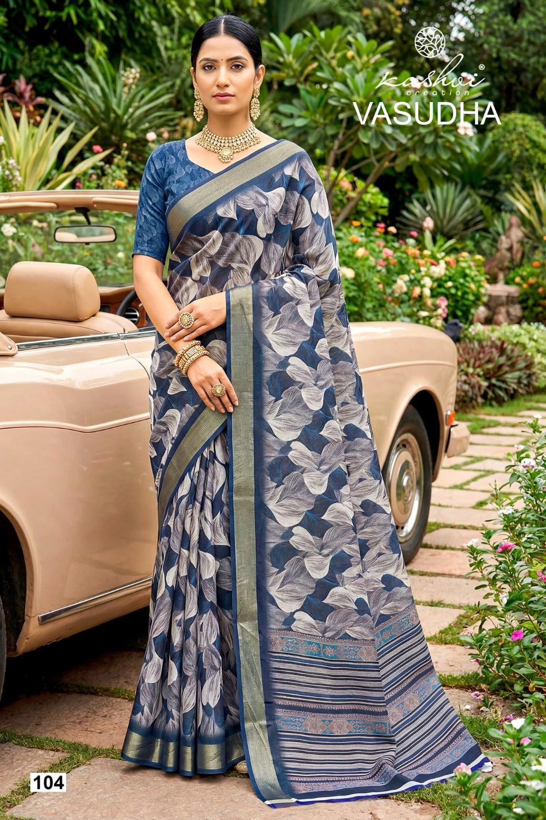 Vasudha Kashvi Creation Dull Moss Sarees Supplier Ahmedabad