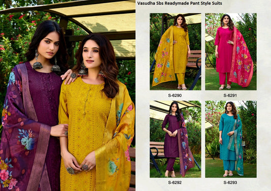 Vasudha Sbs Premium Silk Readymade Pant Style Suits Manufacturer Ahmedabad