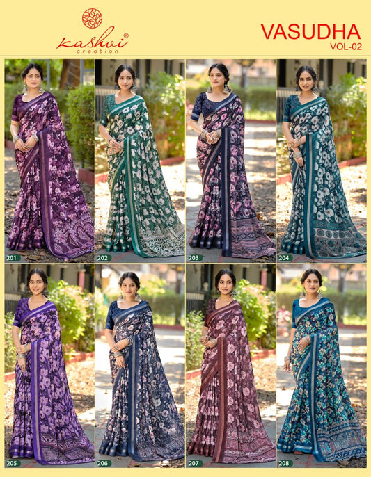 Vasudha Vol 2 Kashvi Creation Dull Moss Sarees Wholesale Rate