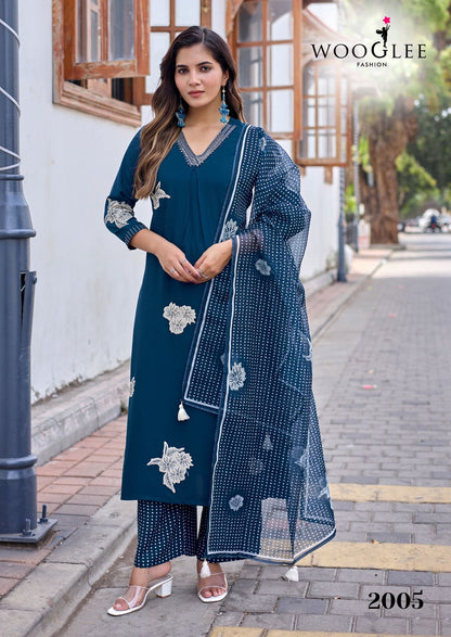 Vasudha Wooglee Rayon Readymade Plazzo Style Suits Supplier